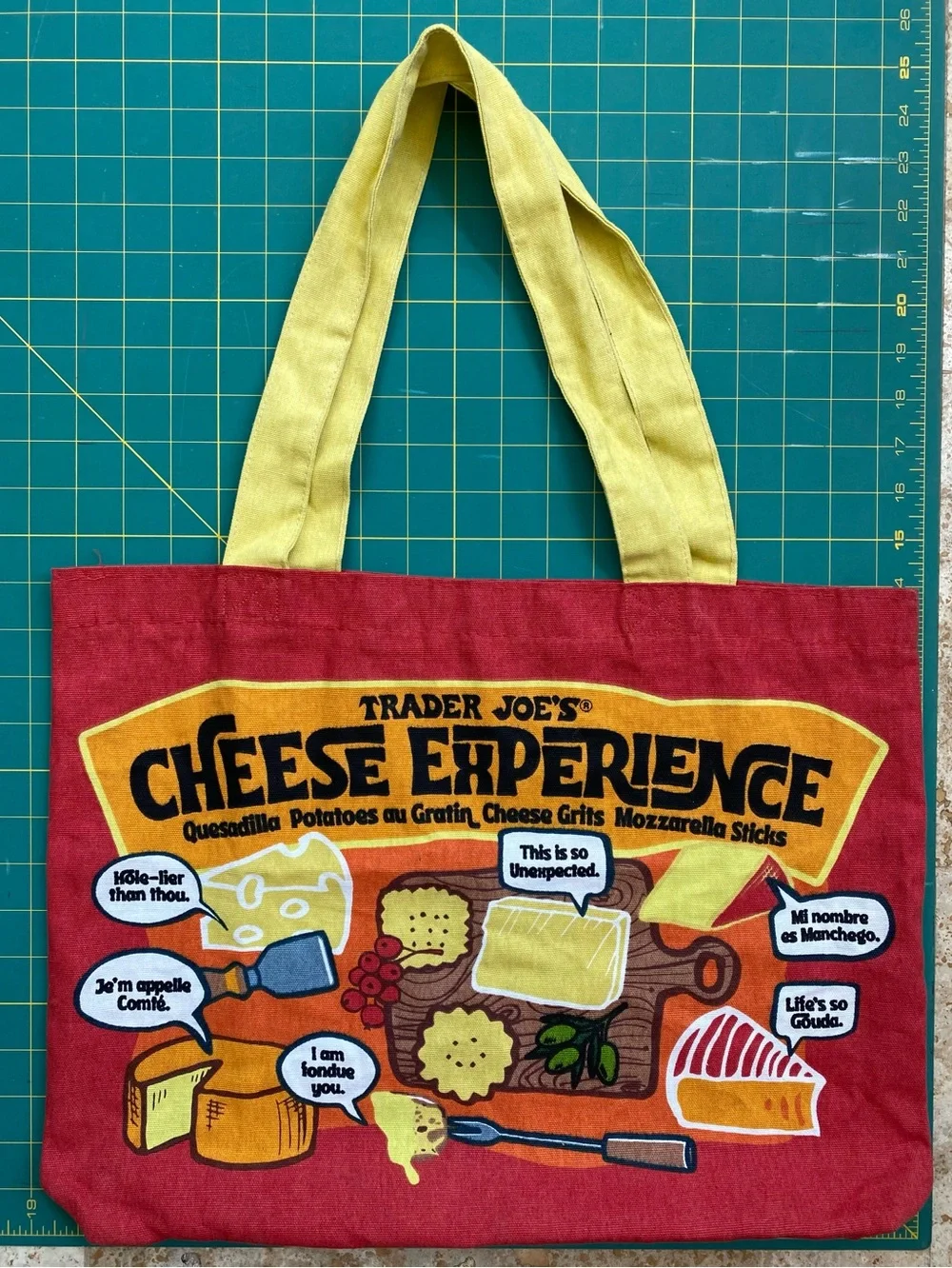 (2) Trader Joe’s Cloth Tote bags: Cheese Adventures & Waffles Toast Milk - Picture 7 of 13